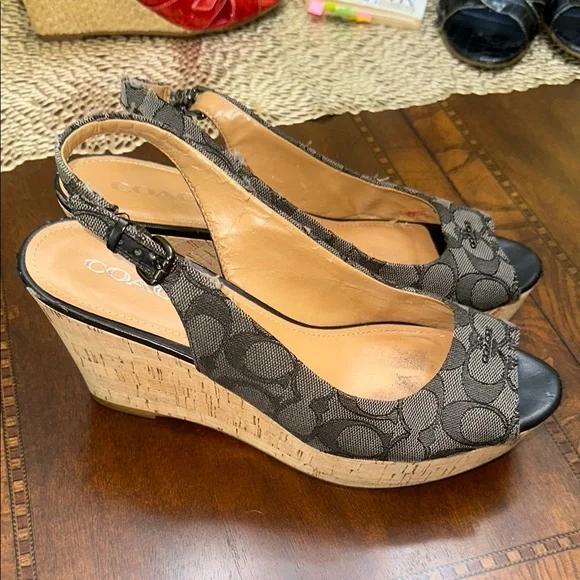Coach Black Slingback Heels with Peep Toe - Picture 2 of 6